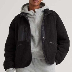 Quince Women Sherpa Snap Front Jacket Black Outerwear